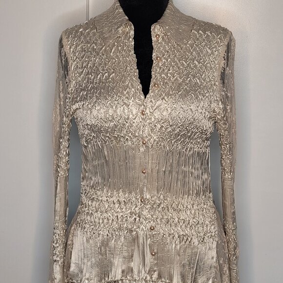 Komarov Champagne Satin & Lace Two-Piece Skirt Set – Top (L), Skirt (M) - Picture 6 of 16